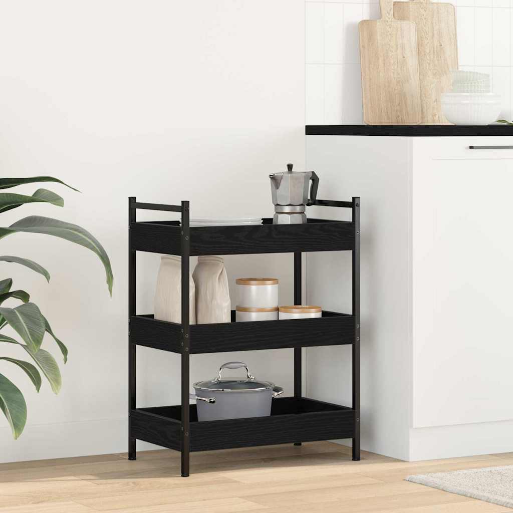 vidaXL Wózek Kuchenny Czarny dąb 50 x 30 x 70 cm