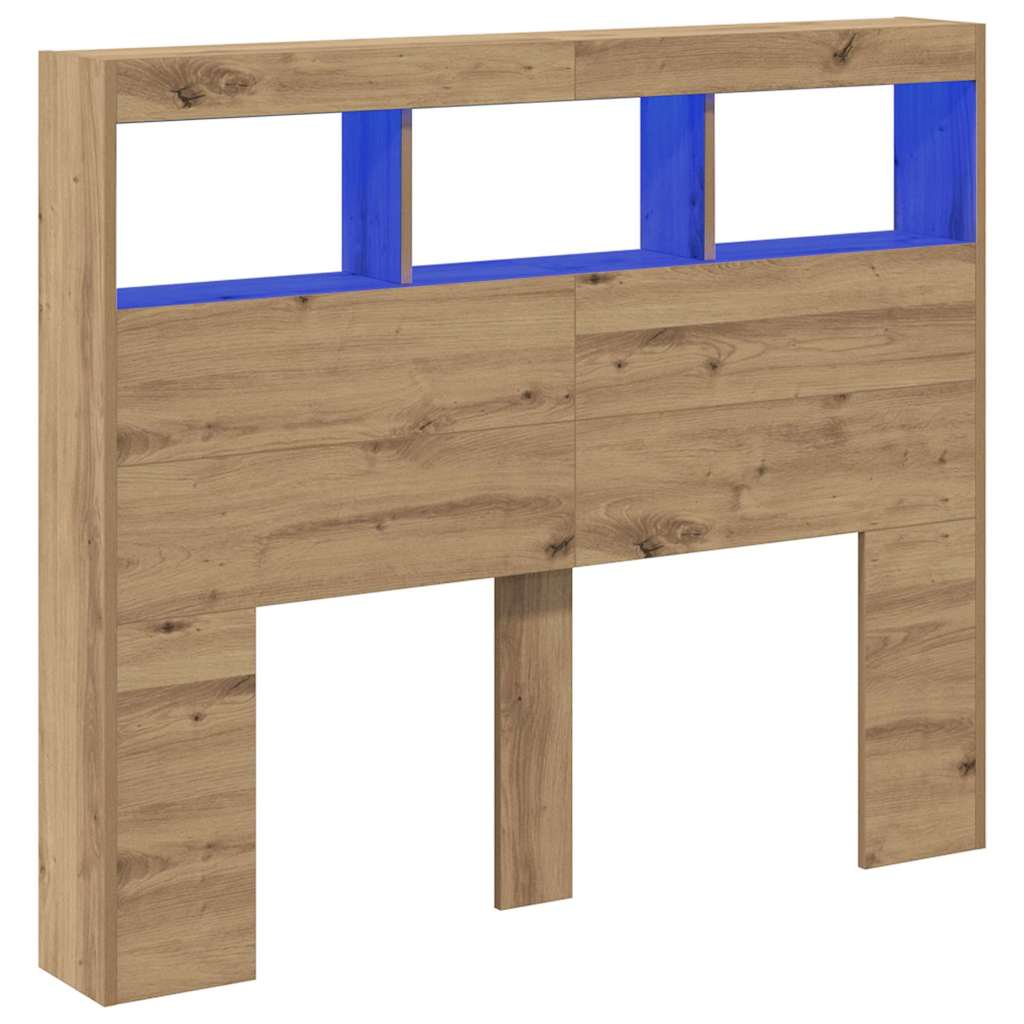 vidaXL Zagłówek Ze LED Lights Dąb rzemieślniczy 120 x 17 x 102 cm