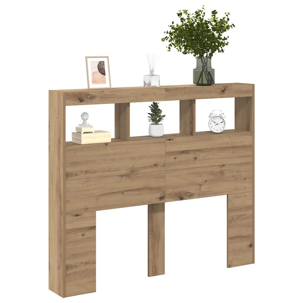 vidaXL Zagłówek Ze LED Lights Dąb rzemieślniczy 120 x 17 x 102 cm