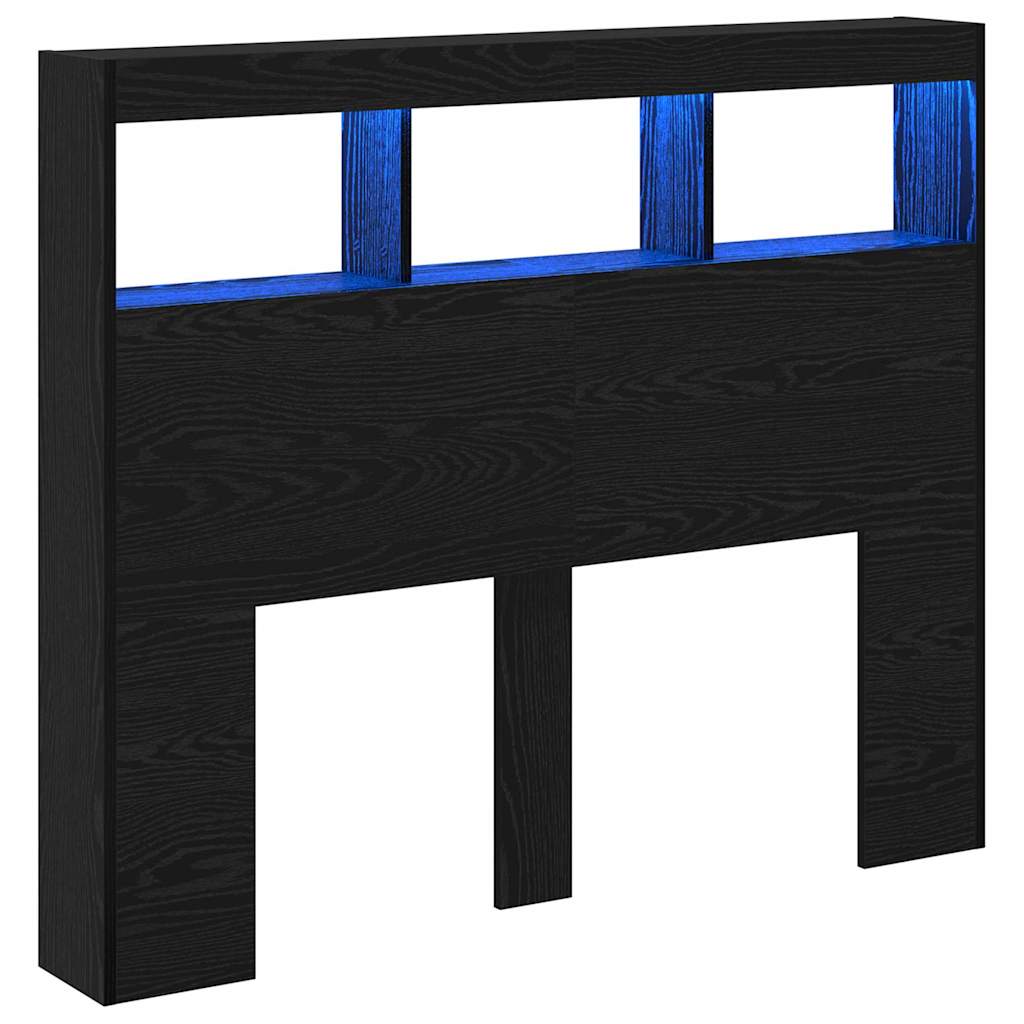 vidaXL Zagłówek Czarny Dąb 120 x 17 x 102 cm Materiał drewnopochodny