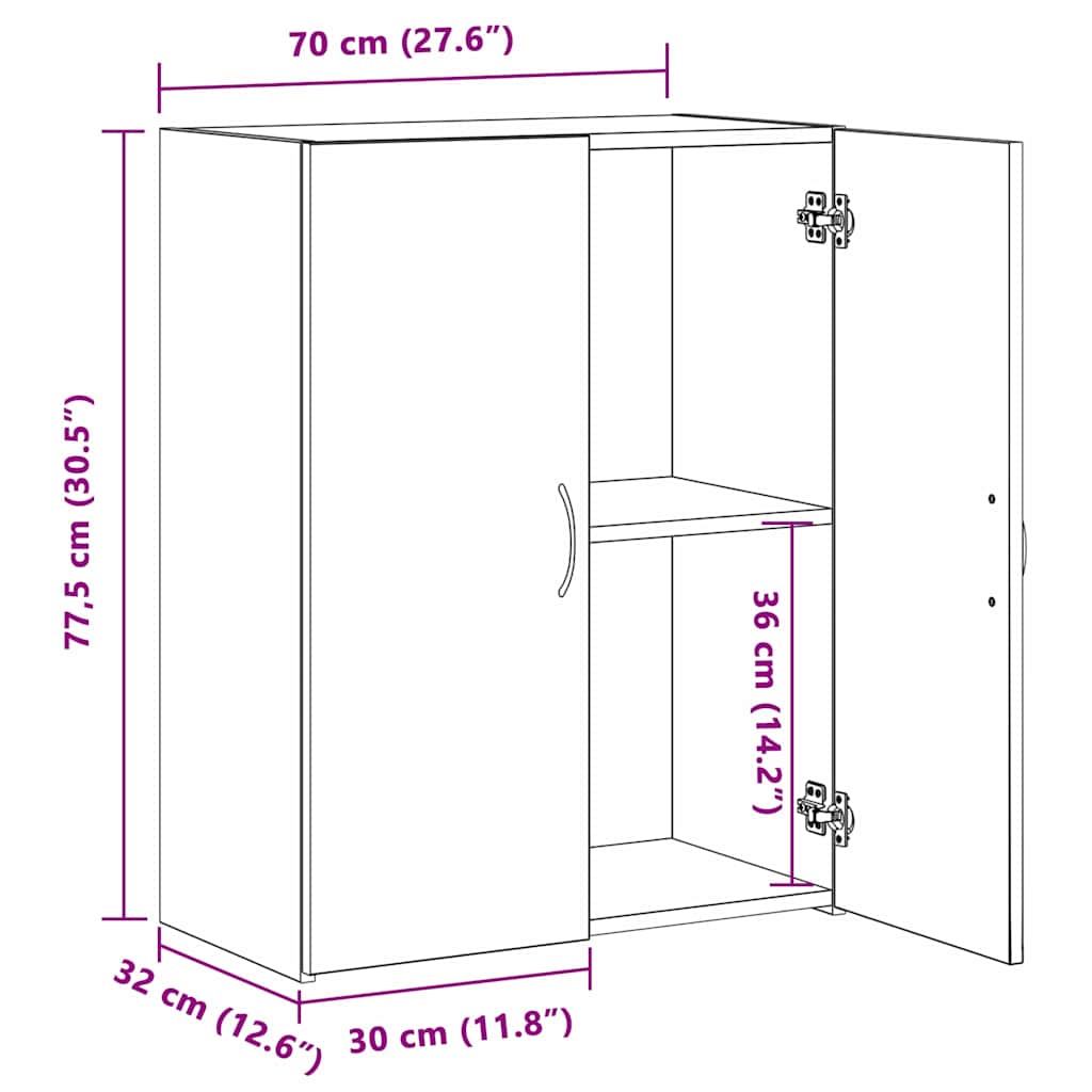 vidaXL Biurowa szafka Stare drewno 70 x 32 x 77.5 cm