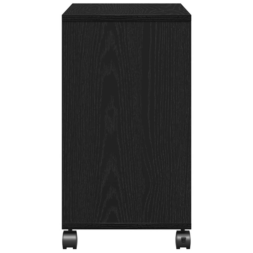 vidaXL Stolik boczny z półką z kołem Czarny dąb 50 x 30 x 55 cm