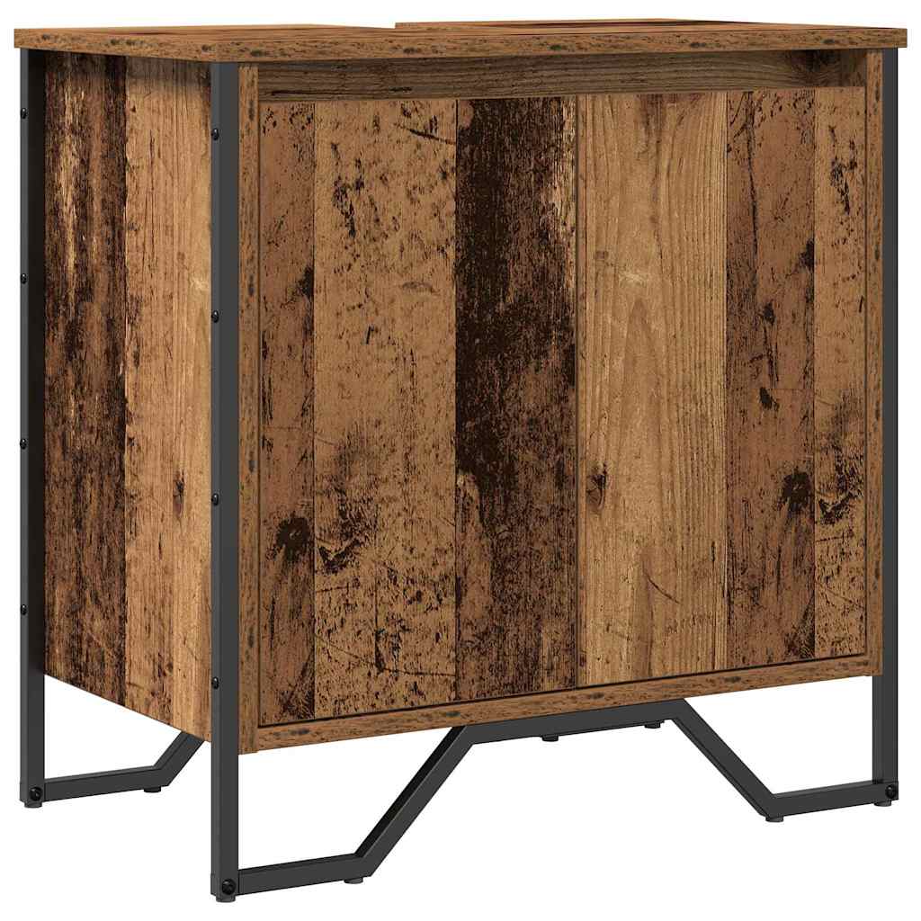 vidaXL Szafka pod umywalkę z drzwiami Stare drewno 60 x 35 x 60 cm
