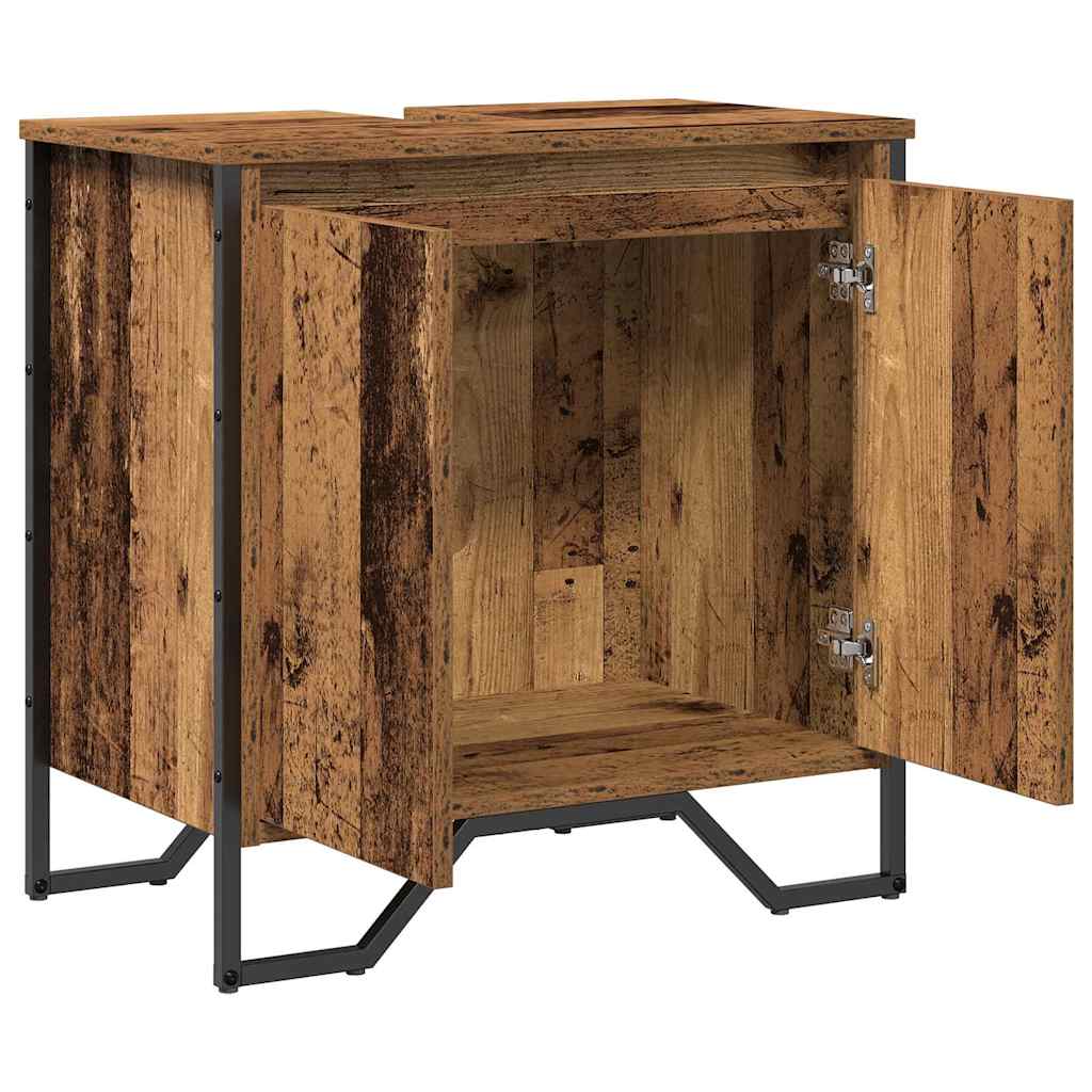 vidaXL Szafka pod umywalkę z drzwiami Stare drewno 60 x 35 x 60 cm
