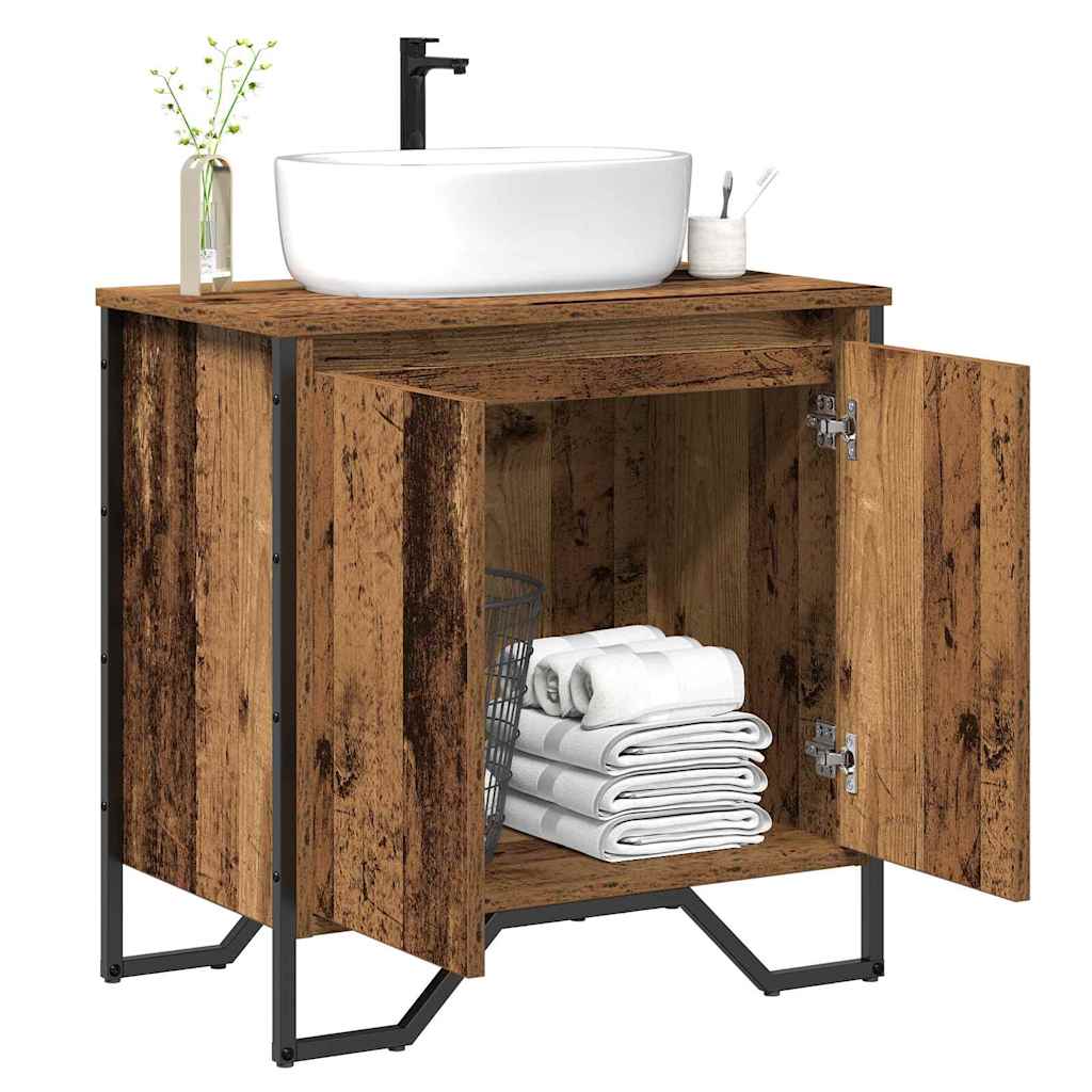 vidaXL Szafka pod umywalkę z drzwiami Stare drewno 60 x 35 x 60 cm