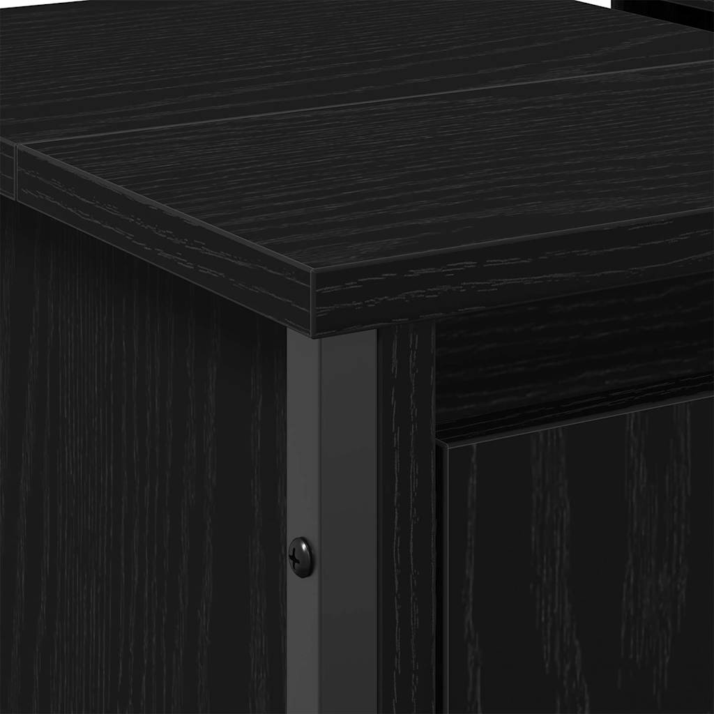 vidaXL Szafka pod umywalkę z drzwiami Czarny Dąb 60 x 35 x 60 cm