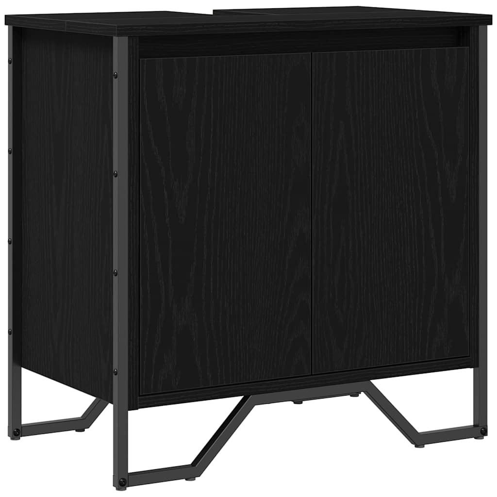 vidaXL Szafka pod umywalkę z drzwiami Czarny Dąb 60 x 35 x 60 cm