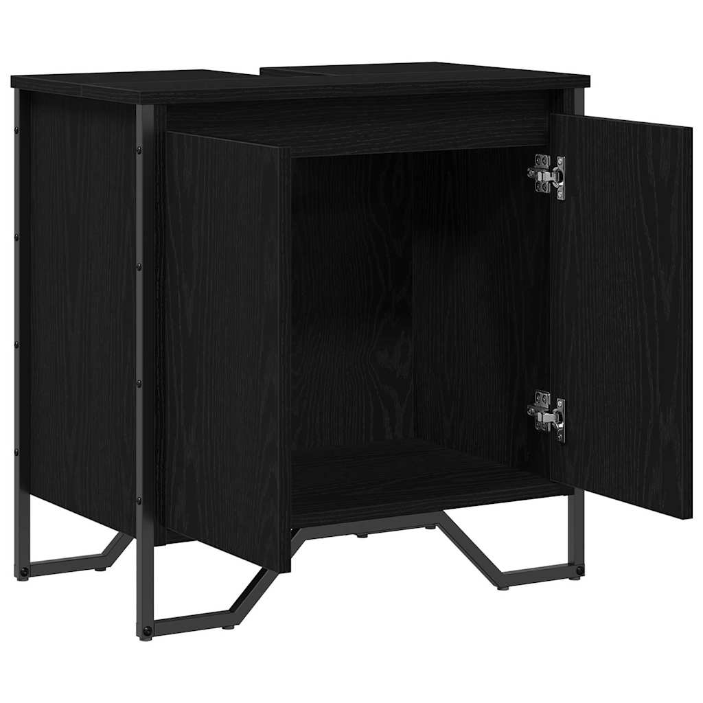 vidaXL Szafka pod umywalkę z drzwiami Czarny Dąb 60 x 35 x 60 cm