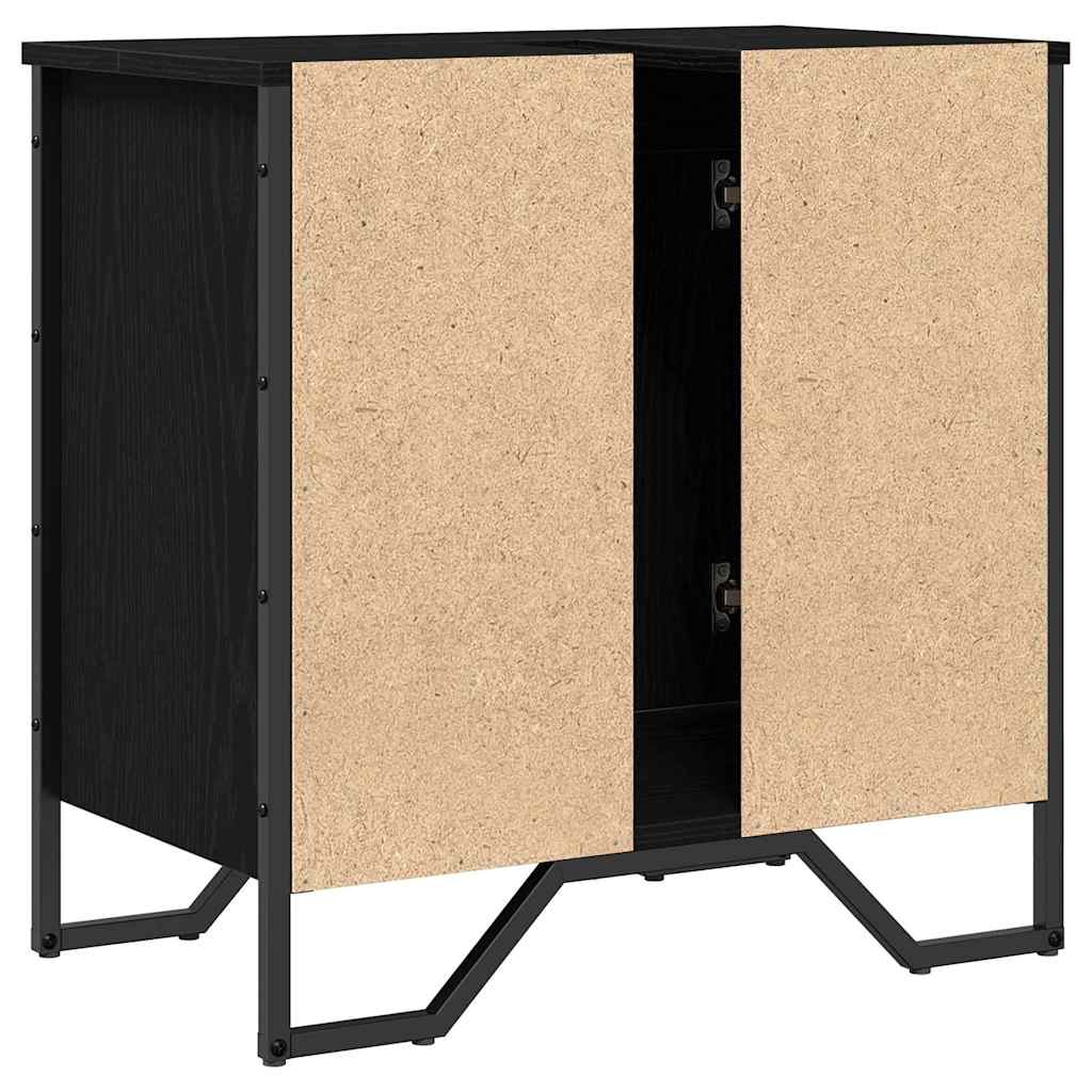 vidaXL Szafka pod umywalkę z drzwiami Czarny Dąb 60 x 35 x 60 cm