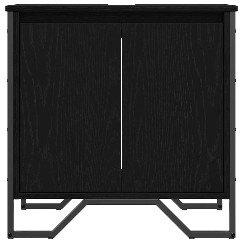 vidaXL Szafka pod umywalkę z drzwiami Czarny Dąb 60 x 35 x 60 cm