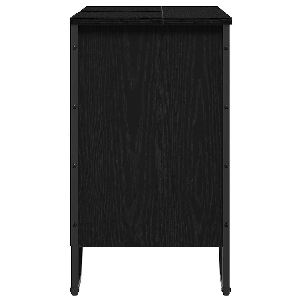 vidaXL Szafka pod umywalkę z drzwiami Czarny Dąb 60 x 35 x 60 cm