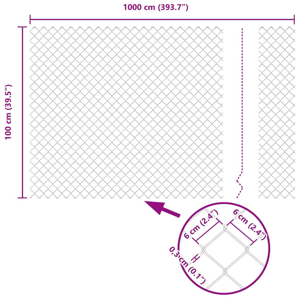 vidaXL Ogrodzenie łańcuchowe 10 x 1 m Stal Zielony