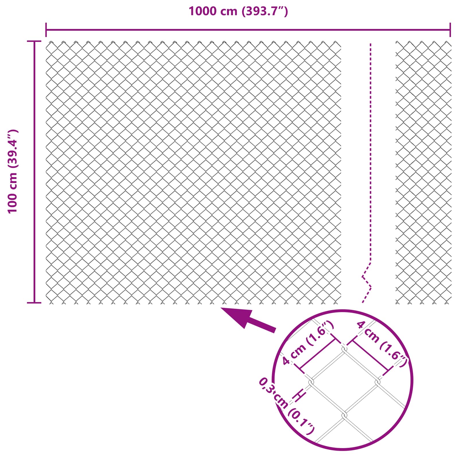 vidaXL Ogrodzenie łańcuchowe 10 x 1 m Stal Szary