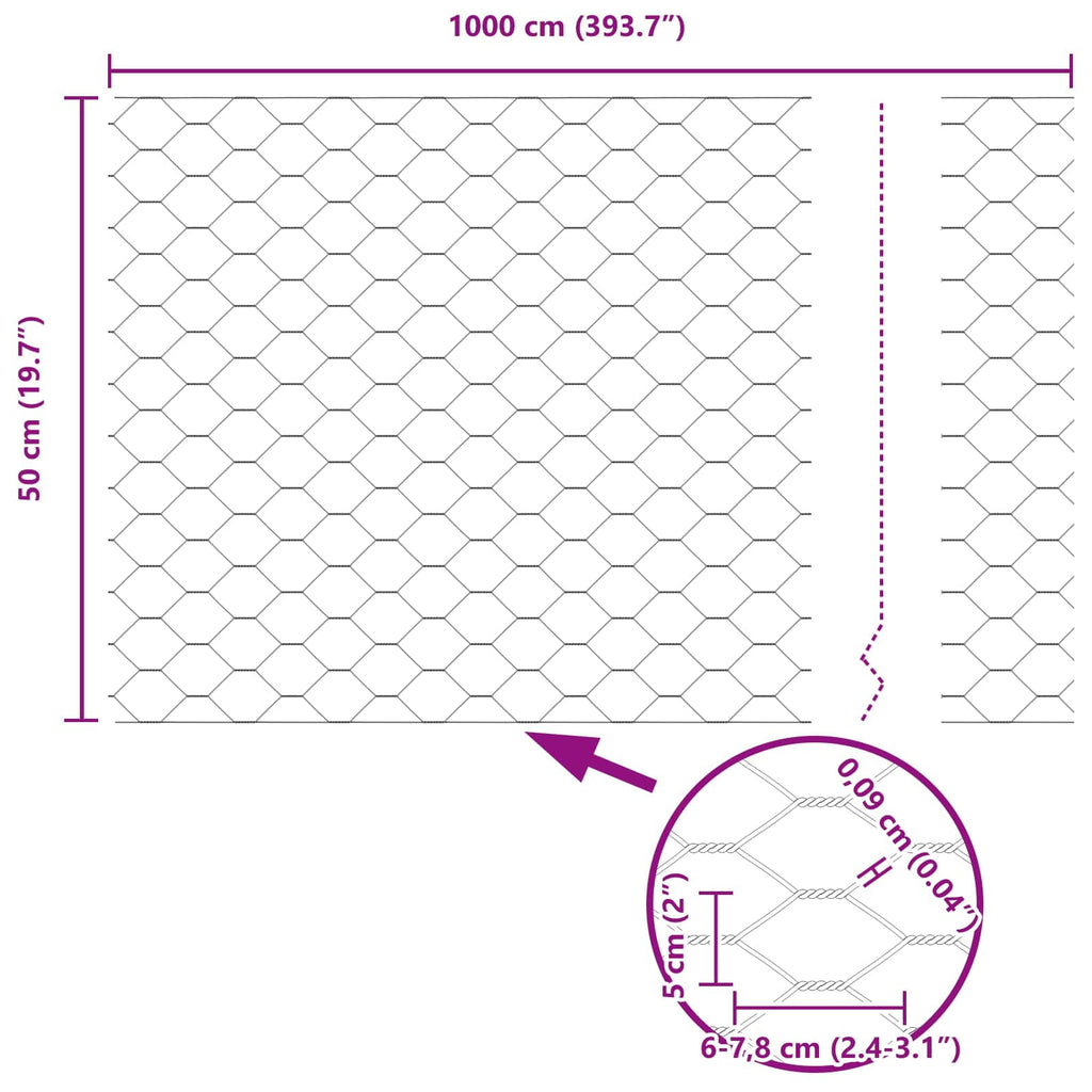 vidaXL Ogrodzenie heksagonalne Zielony 0,5 x 10 m PVC
