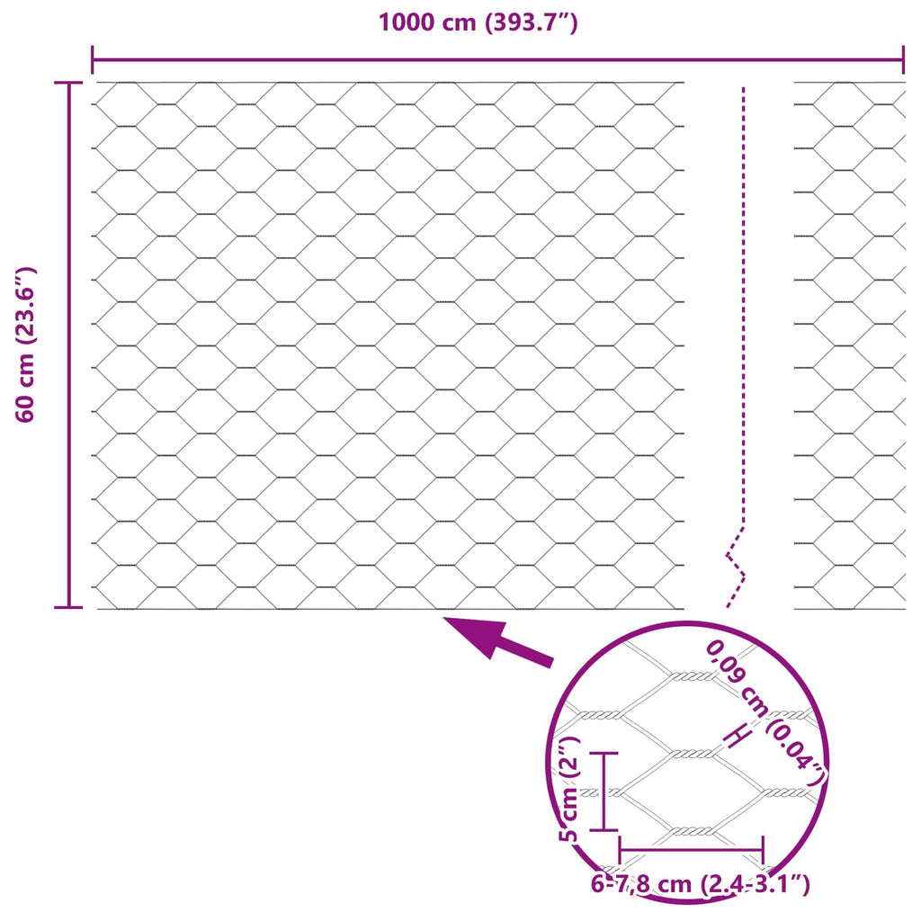 vidaXL Ogrodzenie heksagonalne Zielony 0,6 x 10 m PVC