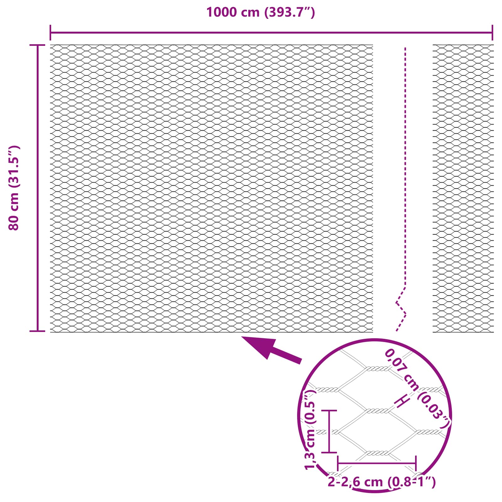 vidaXL Ogrodzenie heksagonalne Zielony 0,8 x 10 m PVC