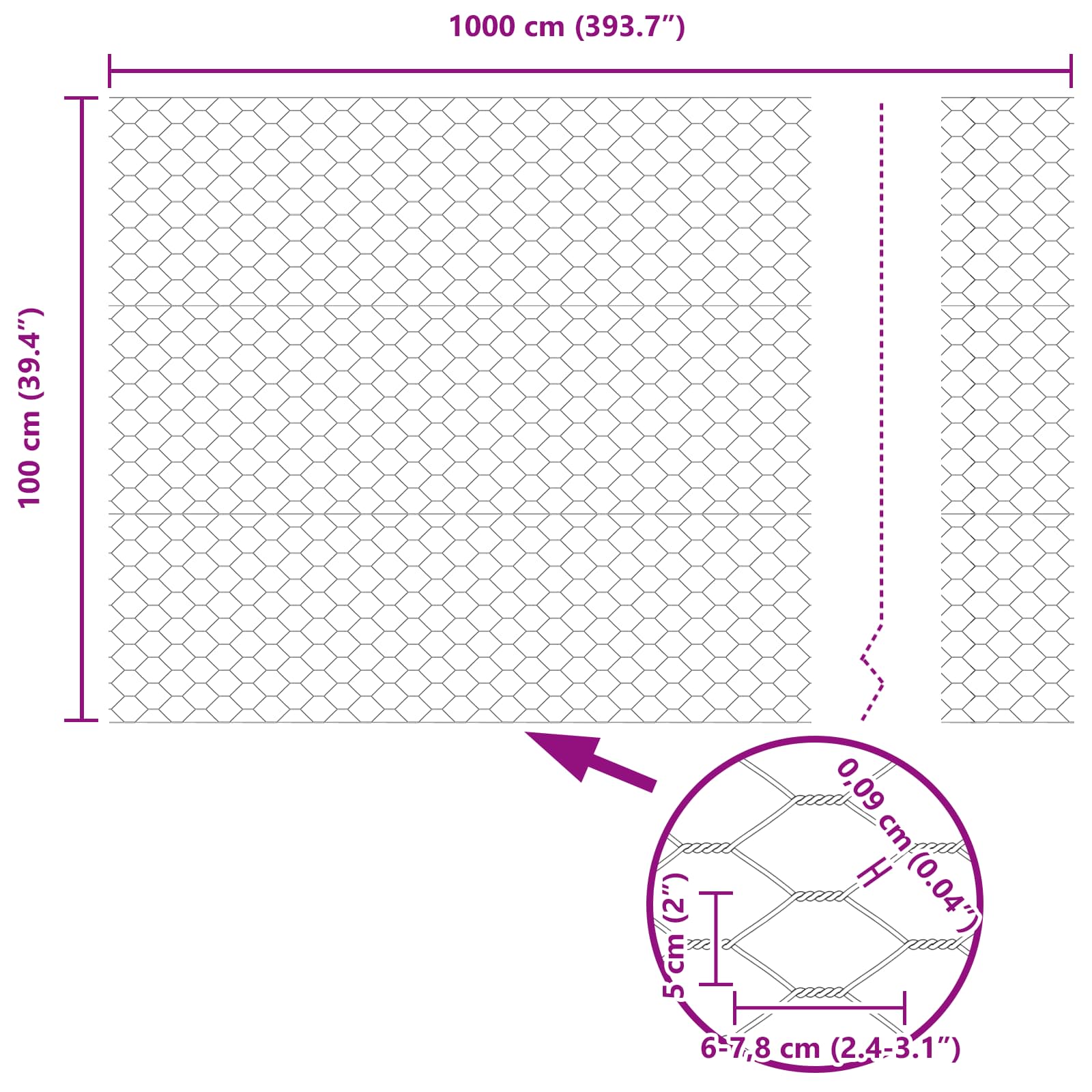 vidaXL Ogrodzenie heksagonalne Zielony 1 x 10 m PVC