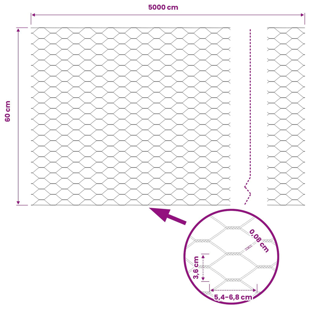 vidaXL Ogrodzenie heksagonalne Zielony 0,6 x 50 m PVC