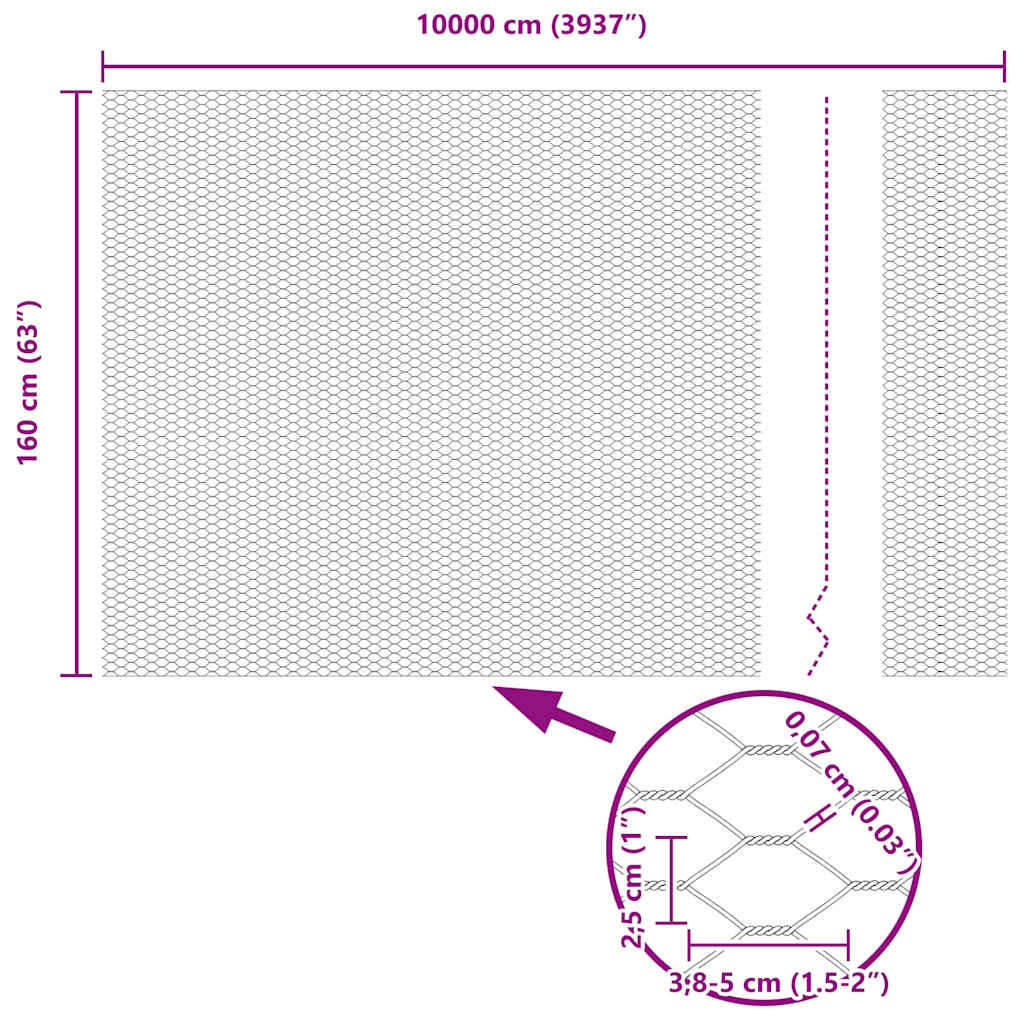 vidaXL Ogrodzenie heksagonalne Zielony 1,6 x 100 m PVC