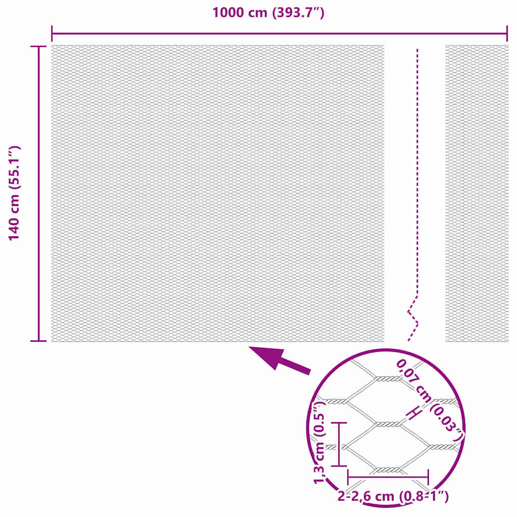 vidaXL Ogrodzenie heksagonalne Szary 1,4 x 10 m PVC