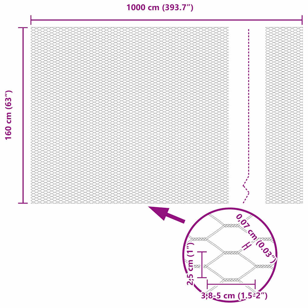 vidaXL Ogrodzenie heksagonalne Szary 1,6 x 10 m PVC