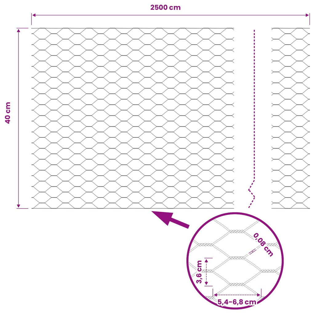 vidaXL Ogrodzenie heksagonalne Szary 0,4 x 25 m PVC
