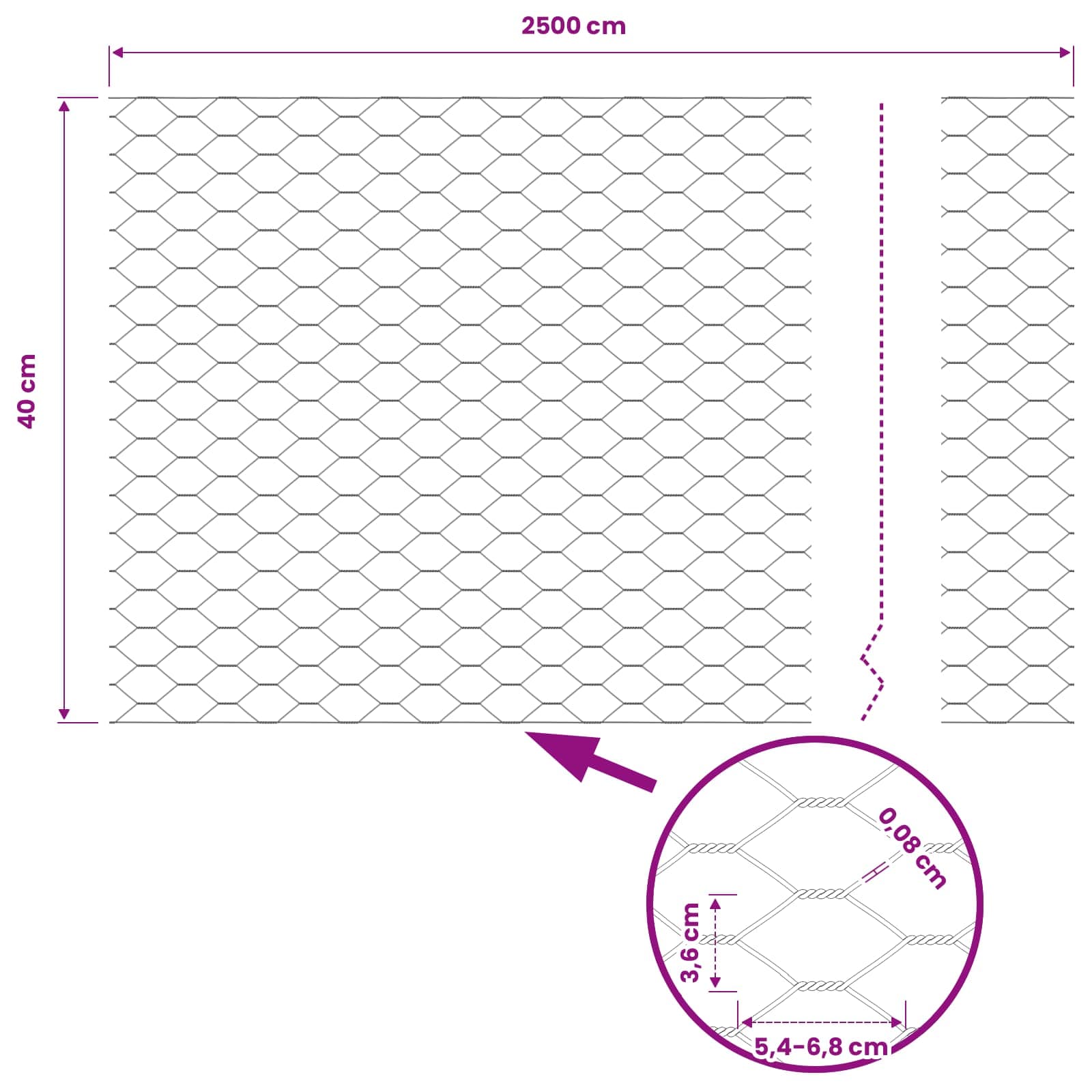 vidaXL Ogrodzenie heksagonalne Szary 0,4 x 25 m PVC