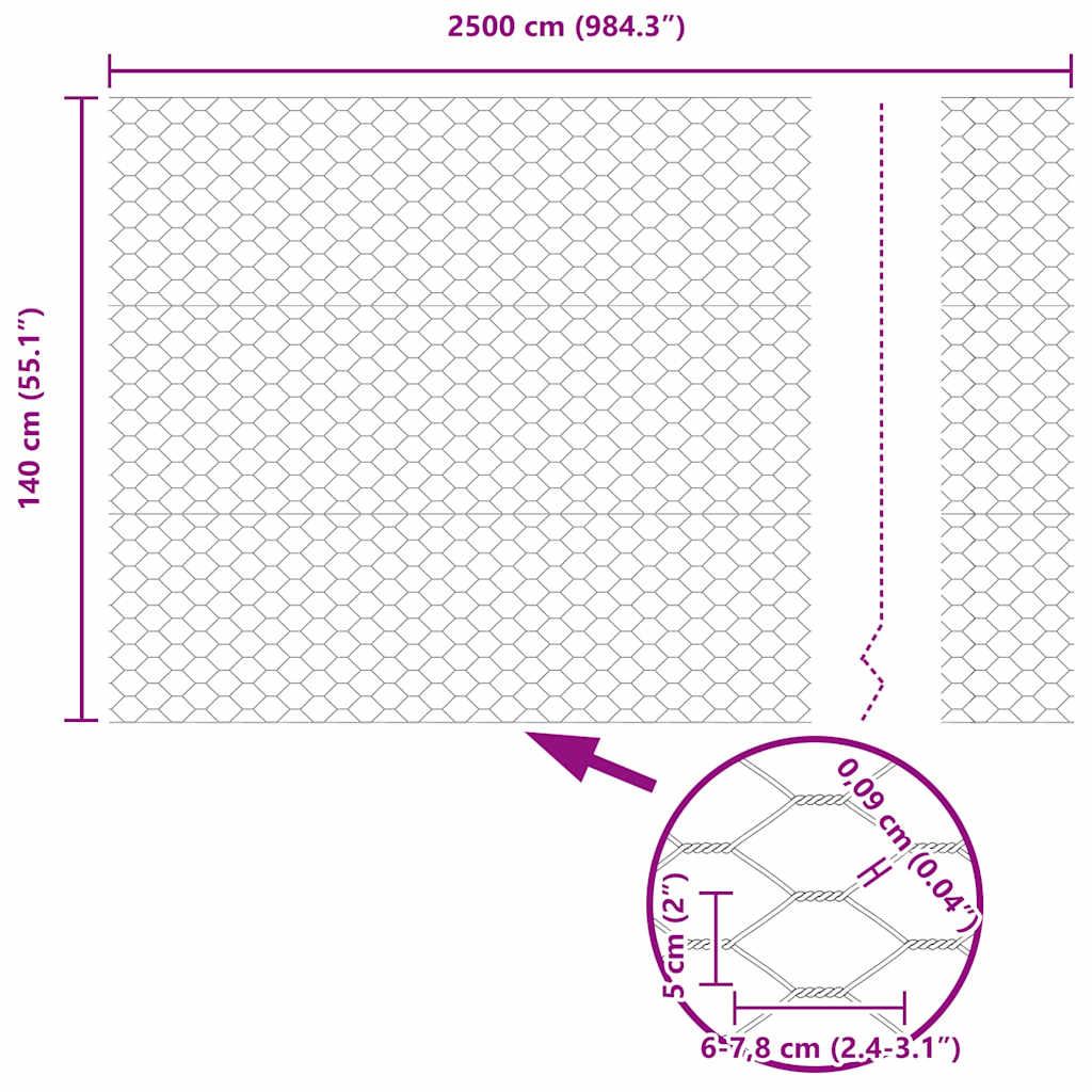 vidaXL Ogrodzenie heksagonalne Szary 1,4 x 25 m PVC