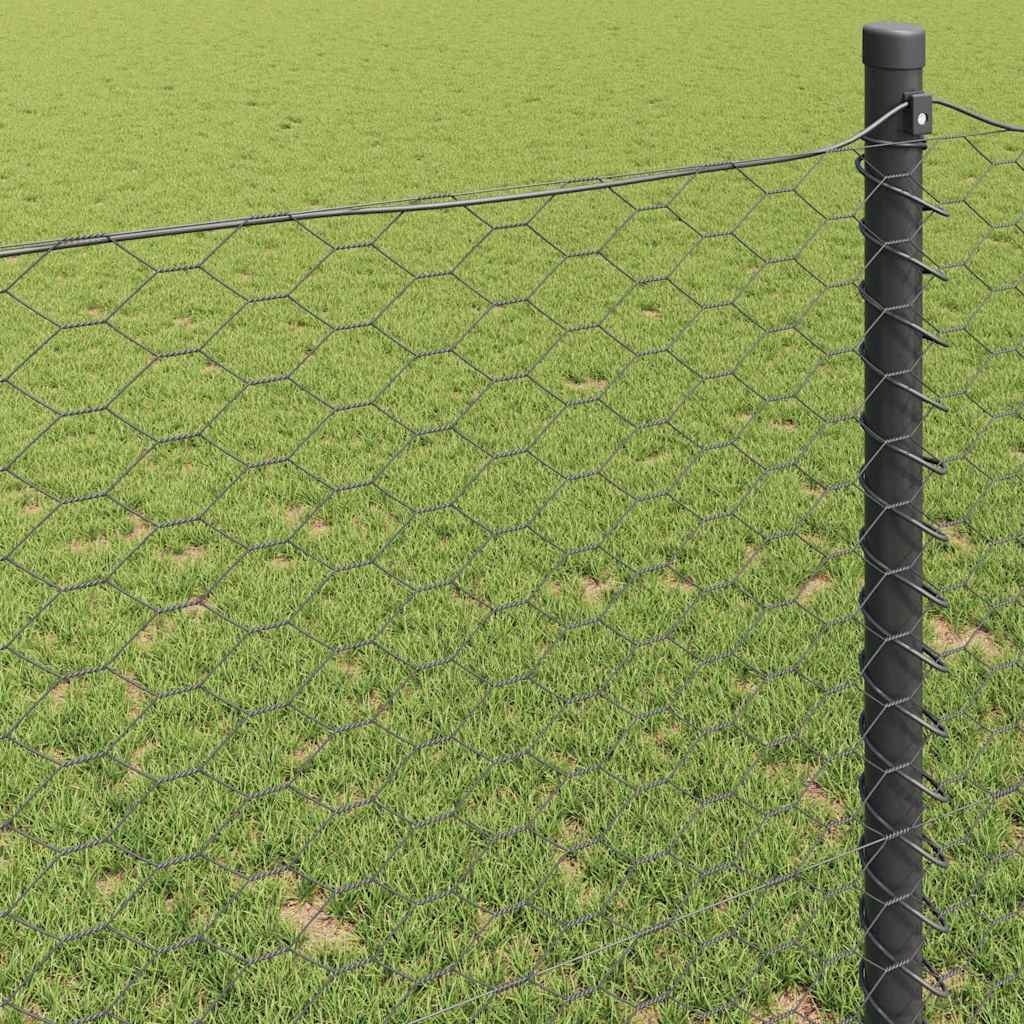 vidaXL Ogrodzenie heksagonalne Szary 0,6 x 50 m PVC
