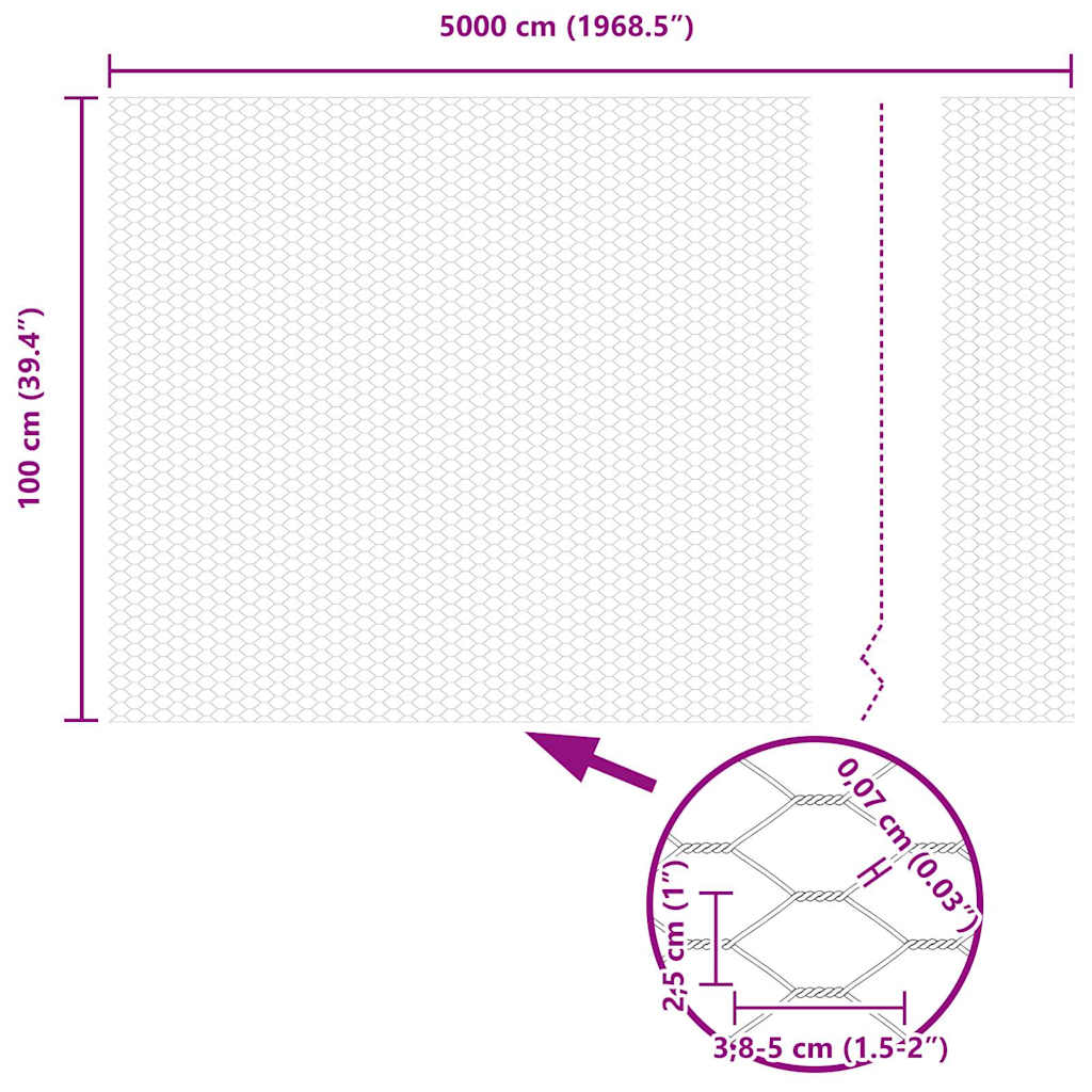 vidaXL Ogrodzenie heksagonalne Szary 1 x 50 m PVC