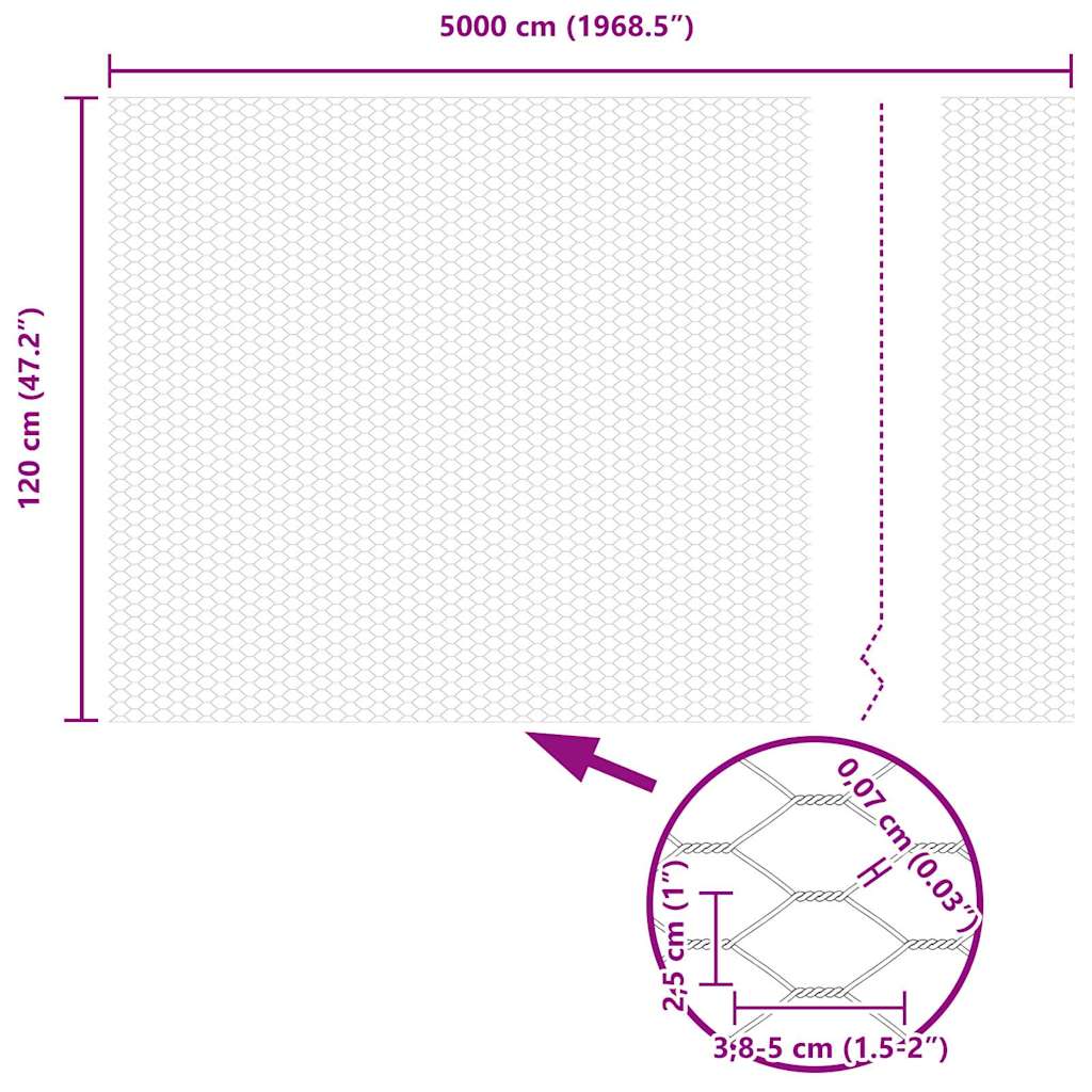 vidaXL Ogrodzenie heksagonalne Szary 1,2 x 50 m PVC
