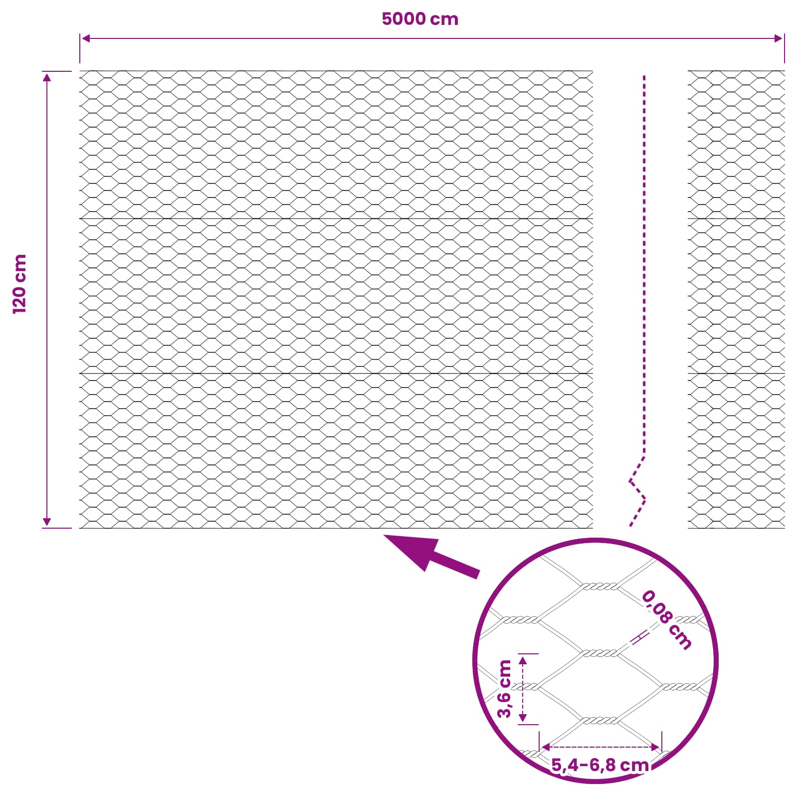 vidaXL Ogrodzenie heksagonalne Szary 1,2 x 50 m PVC