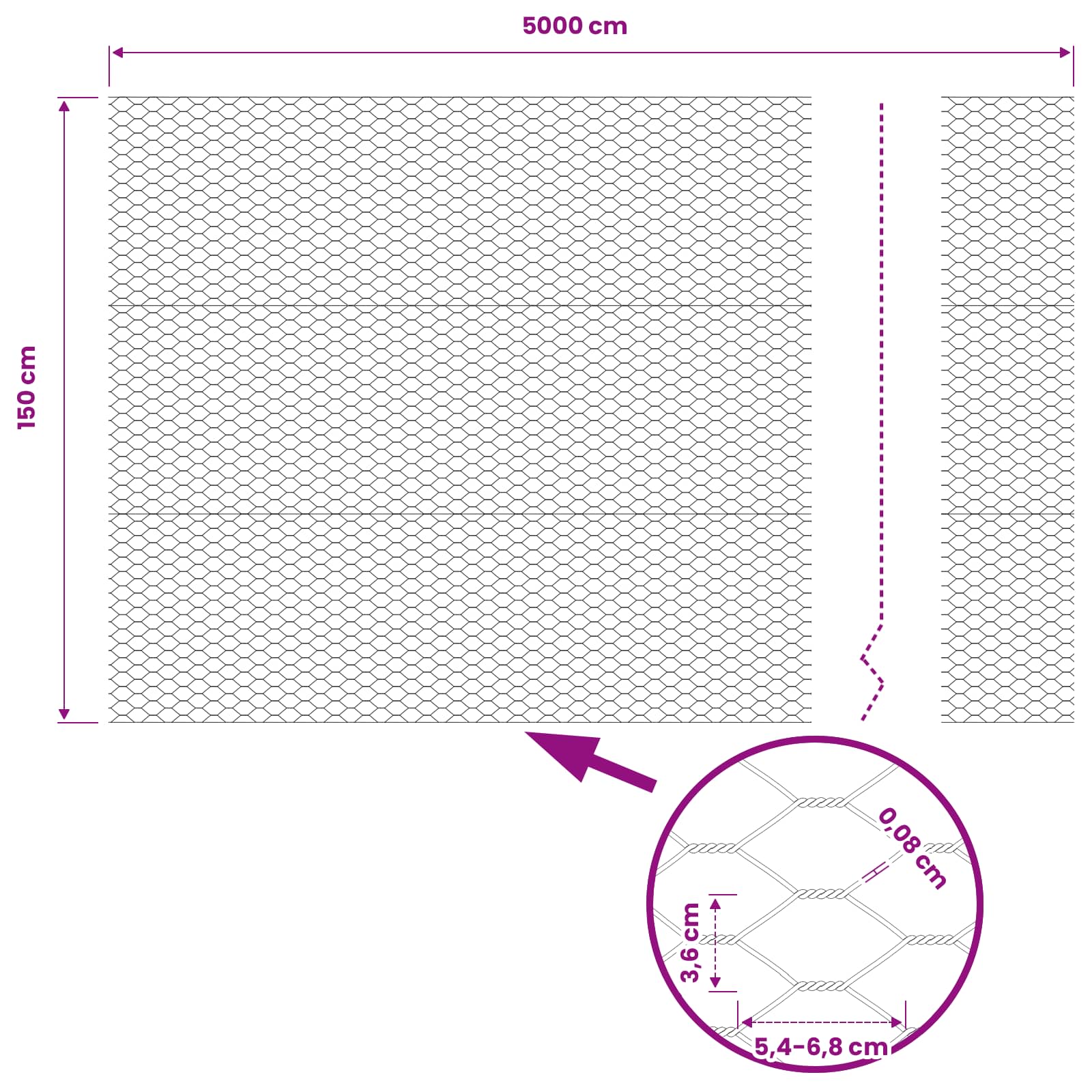 vidaXL Ogrodzenie heksagonalne Szary 1,5 x 50 m PVC