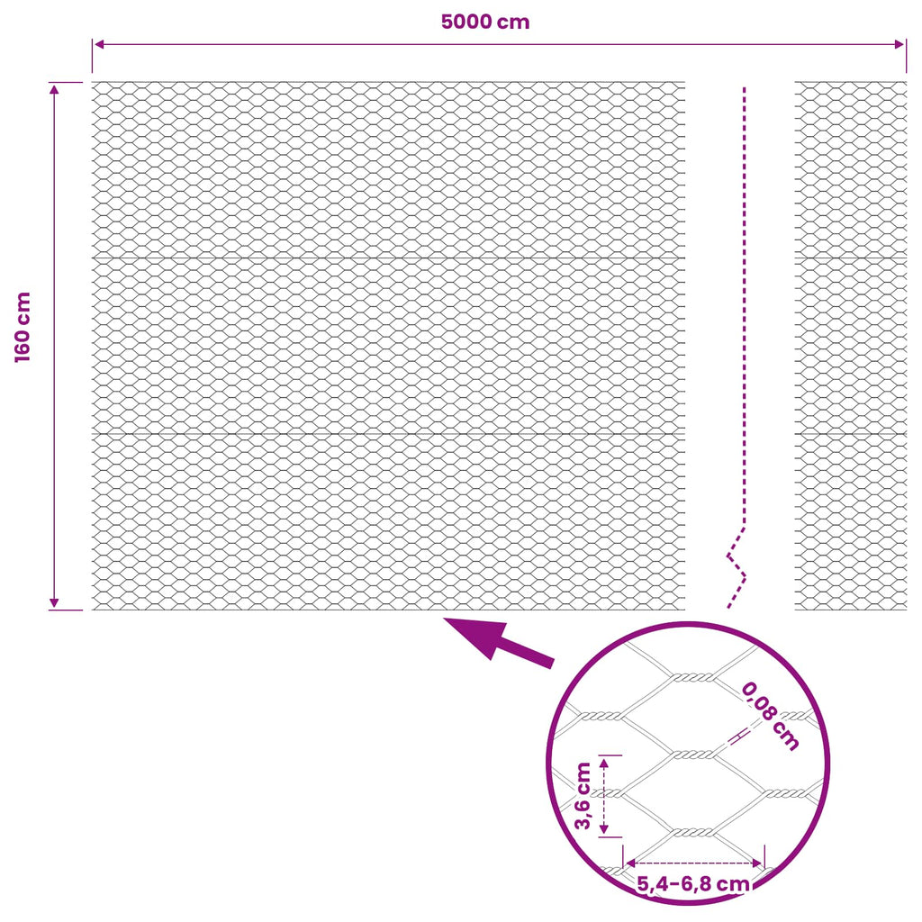 vidaXL Ogrodzenie heksagonalne Szary 1,6 x 50 m PVC