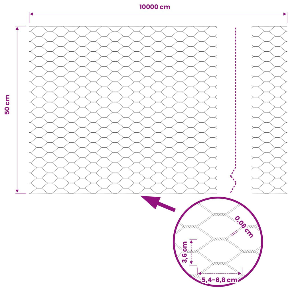 vidaXL Ogrodzenie heksagonalne Szary 0,5 x 100 m PVC