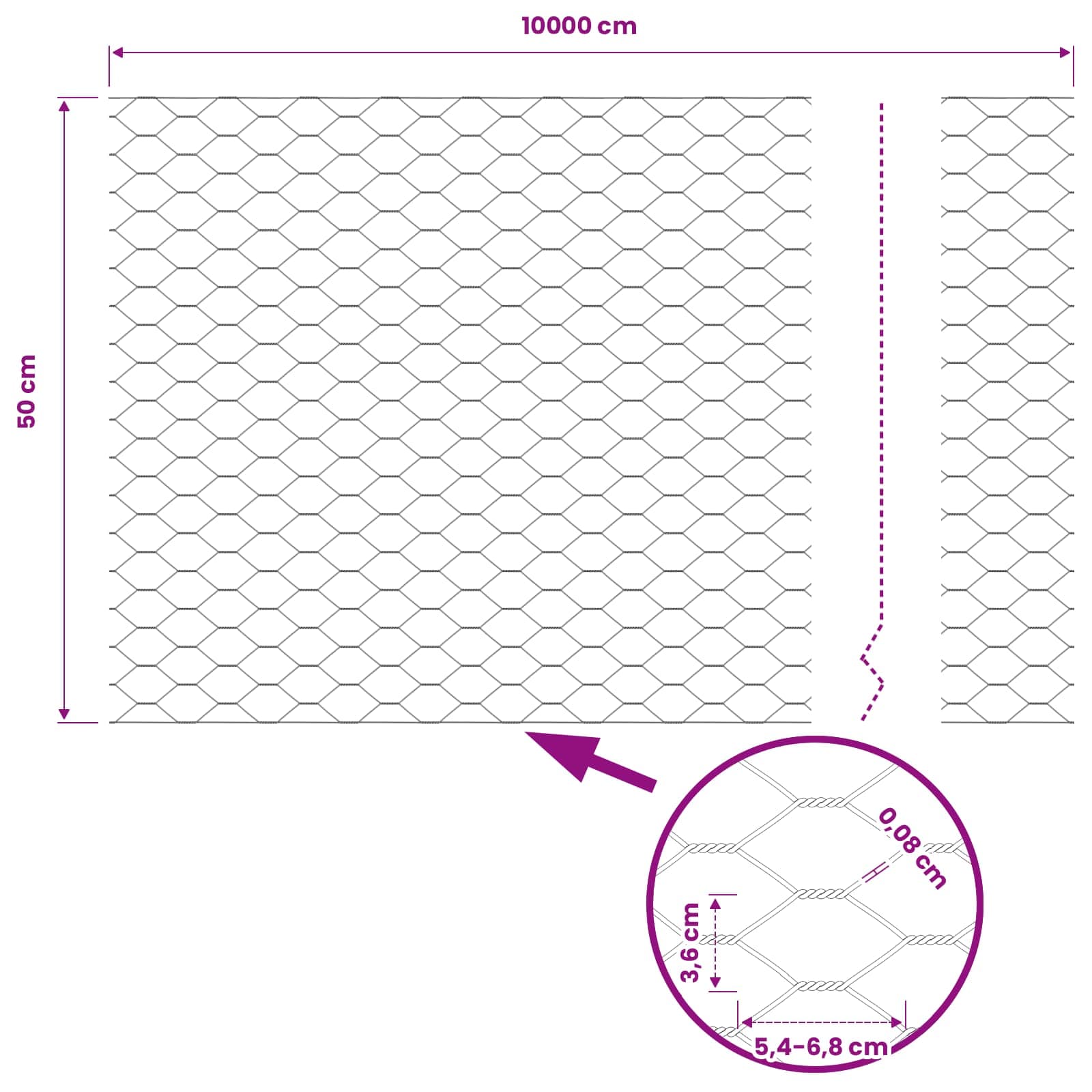 vidaXL Ogrodzenie heksagonalne Szary 0,5 x 100 m PVC