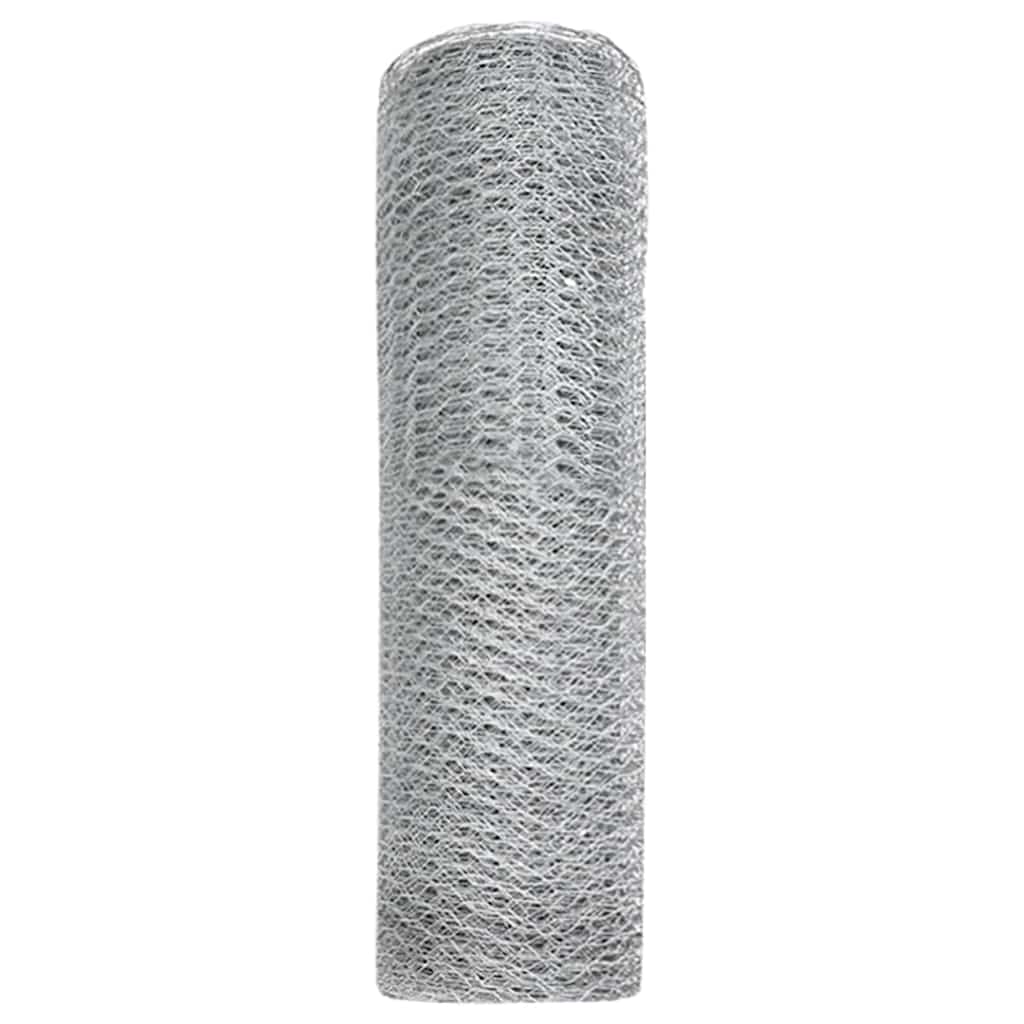 vidaXL Ogrodzenie heksagonalne Srebrny 0,5 x 10 m Stal galwanizowana