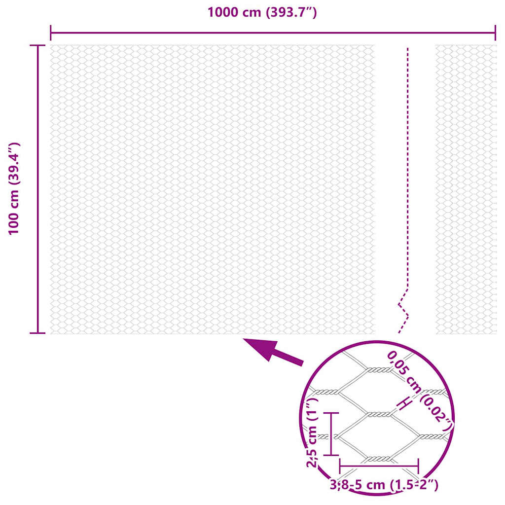 vidaXL Ogrodzenie heksagonalne Srebrny 1 x 10 m Stal galwanizowana
