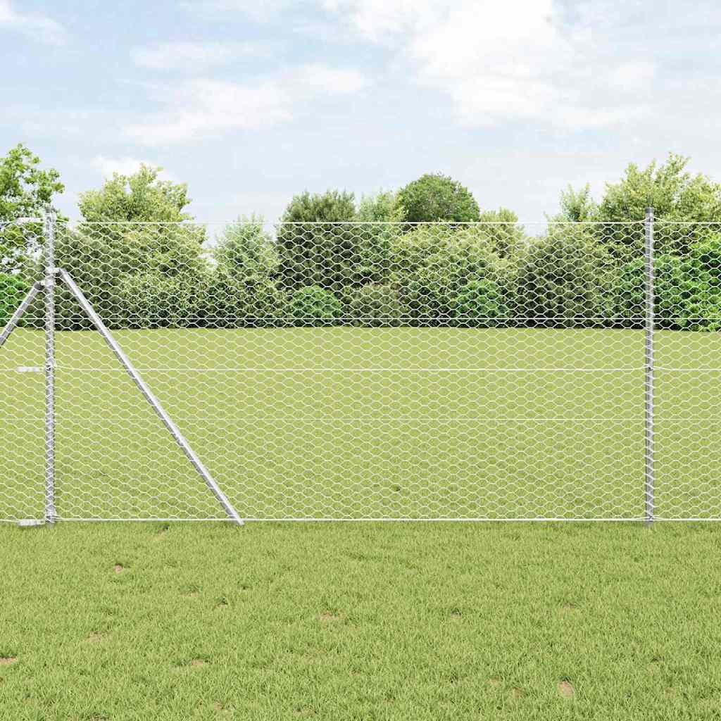 vidaXL Ogrodzenie heksagonalne Srebrny 1 x 10 m Stal galwanizowana
