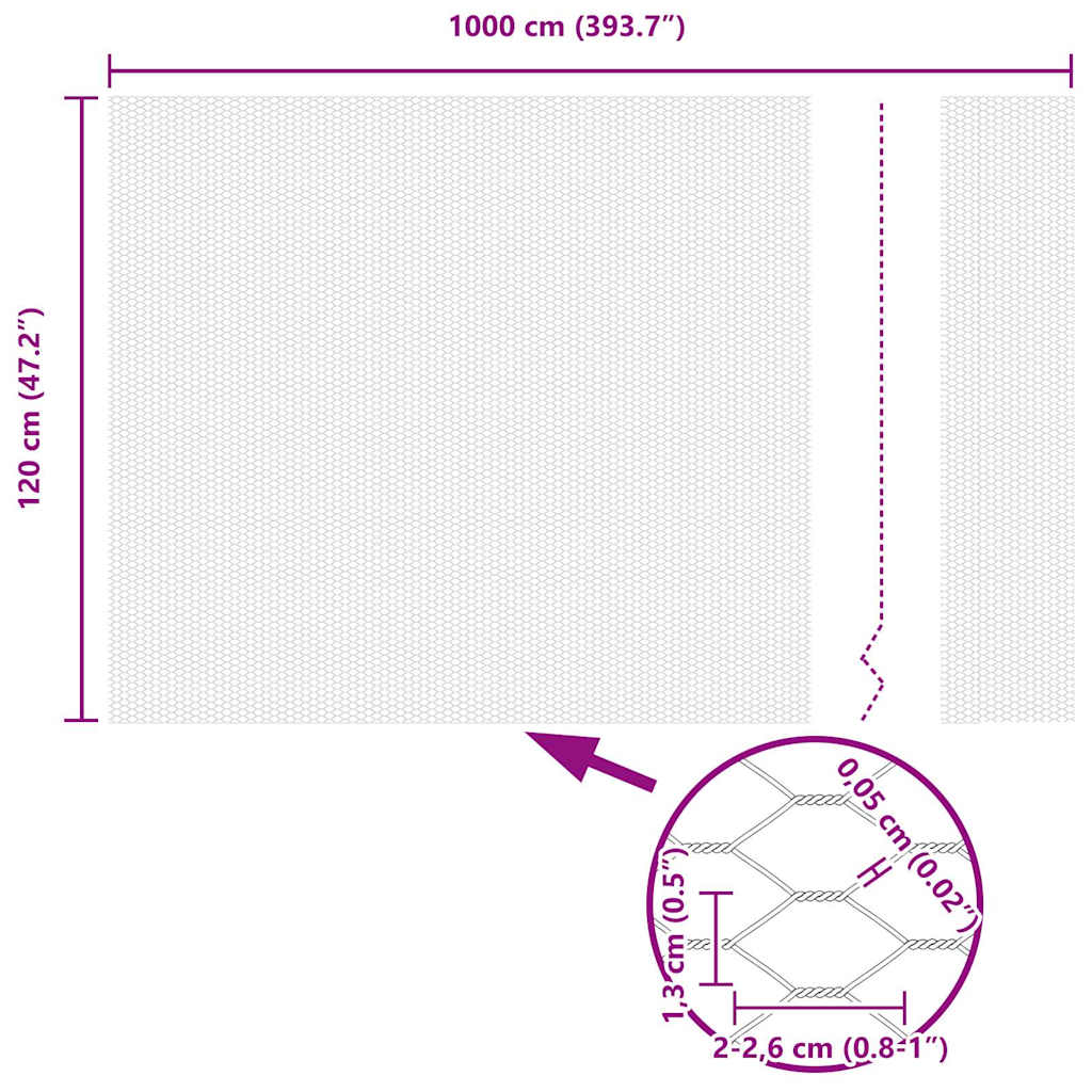vidaXL Ogrodzenie heksagonalne Srebrny 1,2 x 10 m Stal galwanizowana