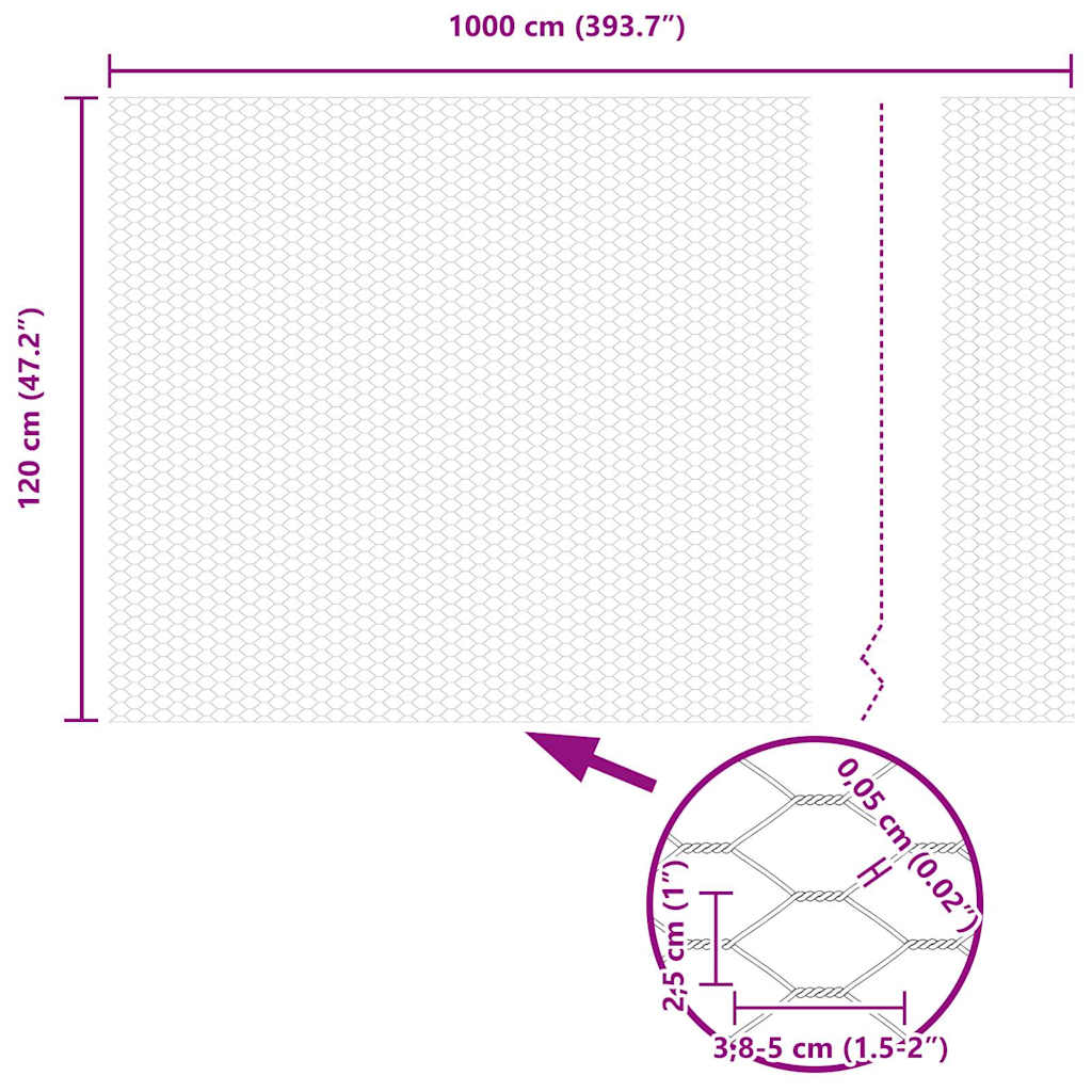 vidaXL Ogrodzenie heksagonalne Srebrny 1,2 x 10 m Stal galwanizowana