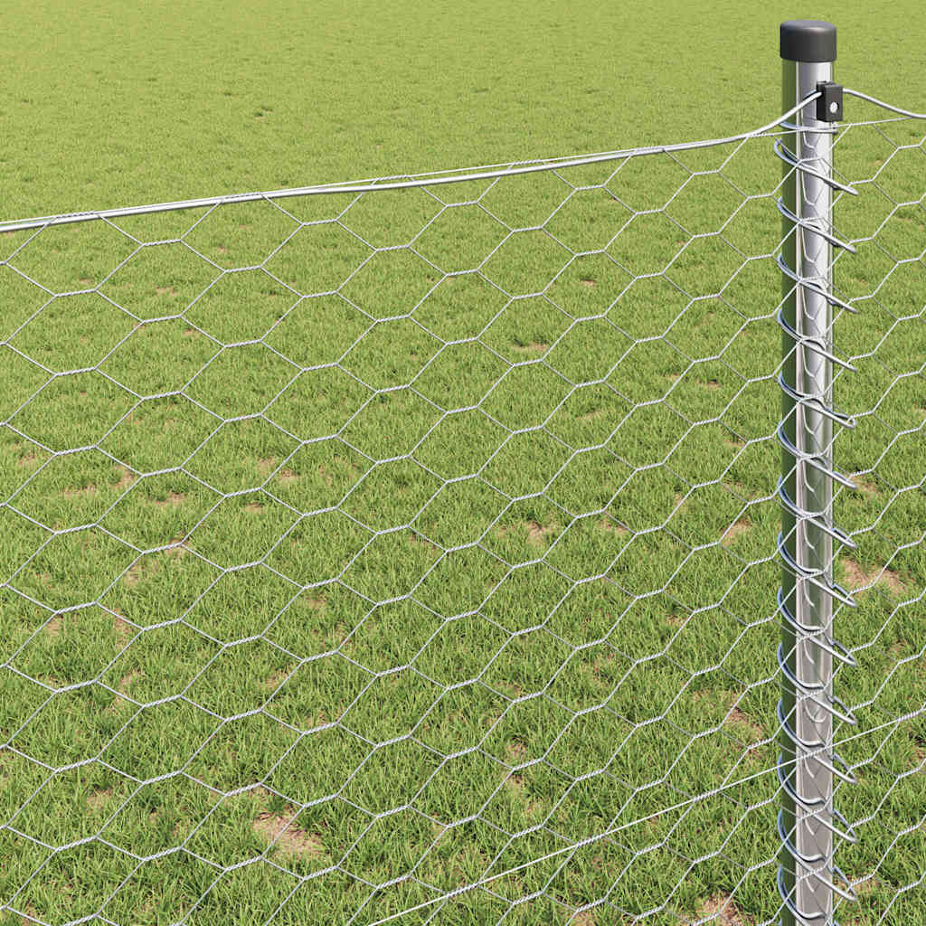 vidaXL Ogrodzenie heksagonalne Srebrny 1,5 x 10 m Stal galwanizowana