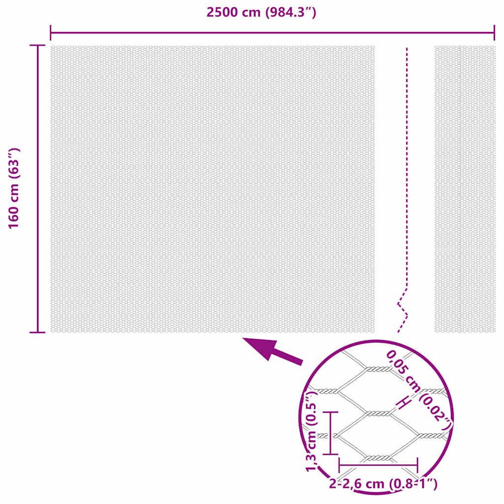 vidaXL Ogrodzenie heksagonalne Srebrny 1,6 x 25 m Stal galwanizowana