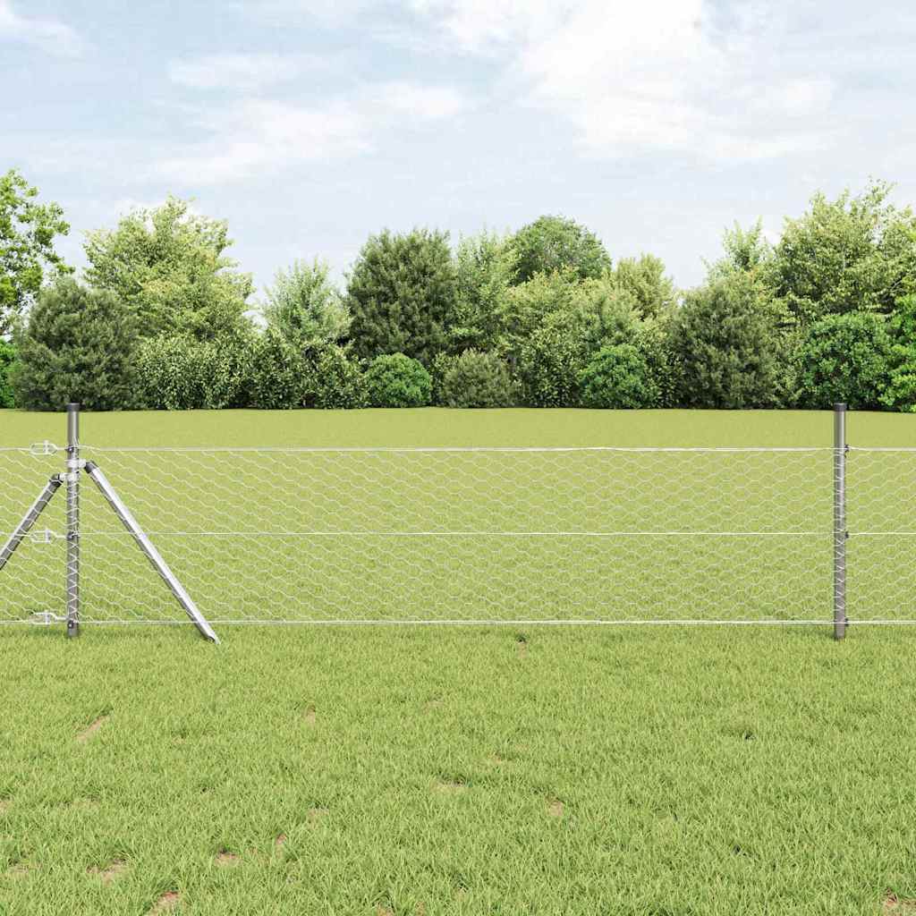 vidaXL Ogrodzenie heksagonalne Srebrny 0,8 x 100 m Stal galwanizowana