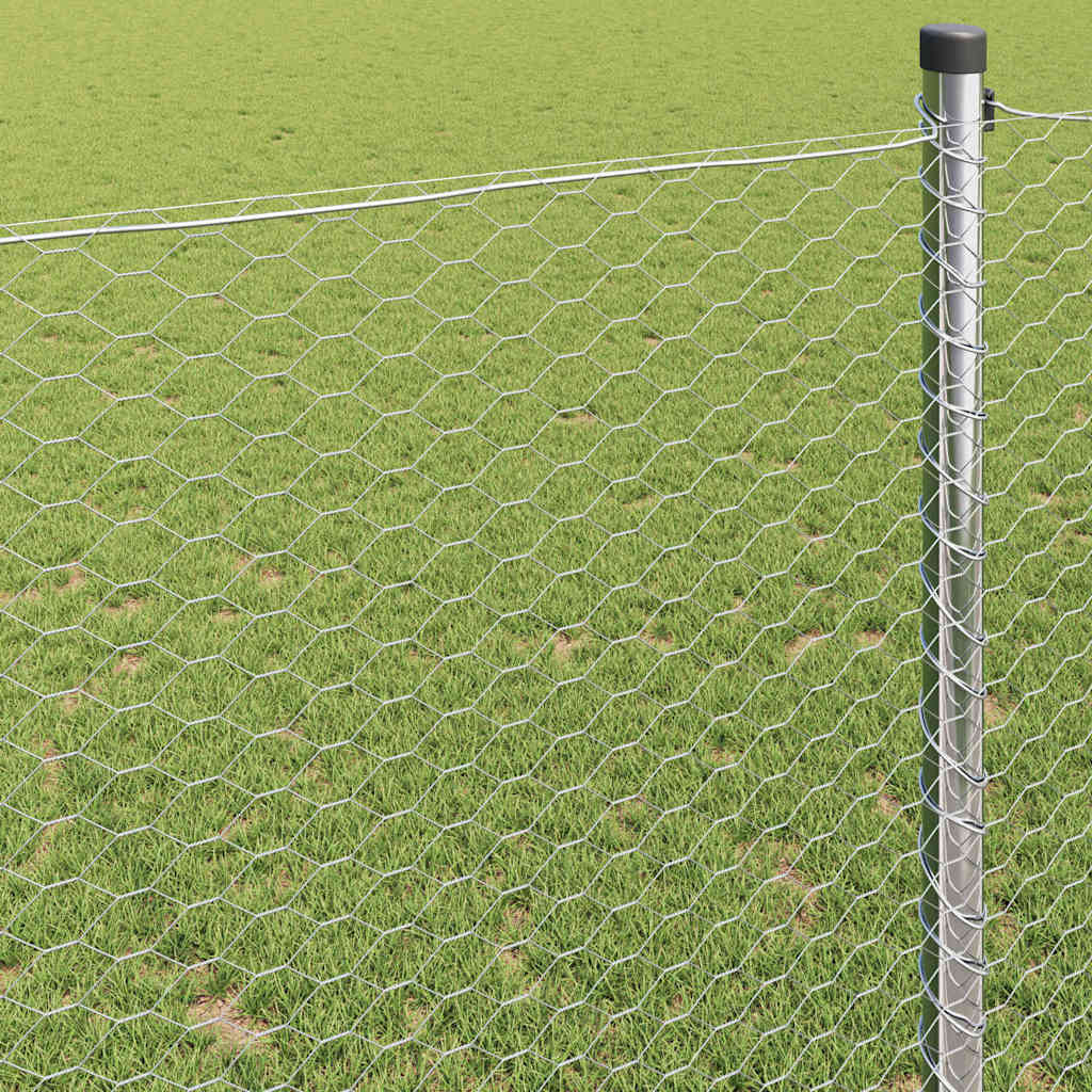 vidaXL Ogrodzenie heksagonalne Srebrny 1 x 100 m Stal galwanizowana