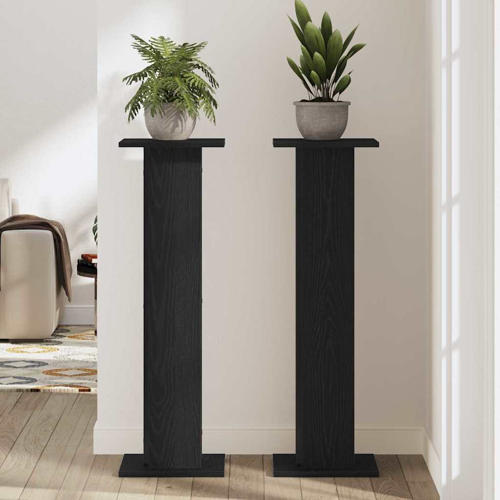 vidaXL Stojak na rośliny 2 pcs Czarny Dąb 30 x 30 x 95 cm