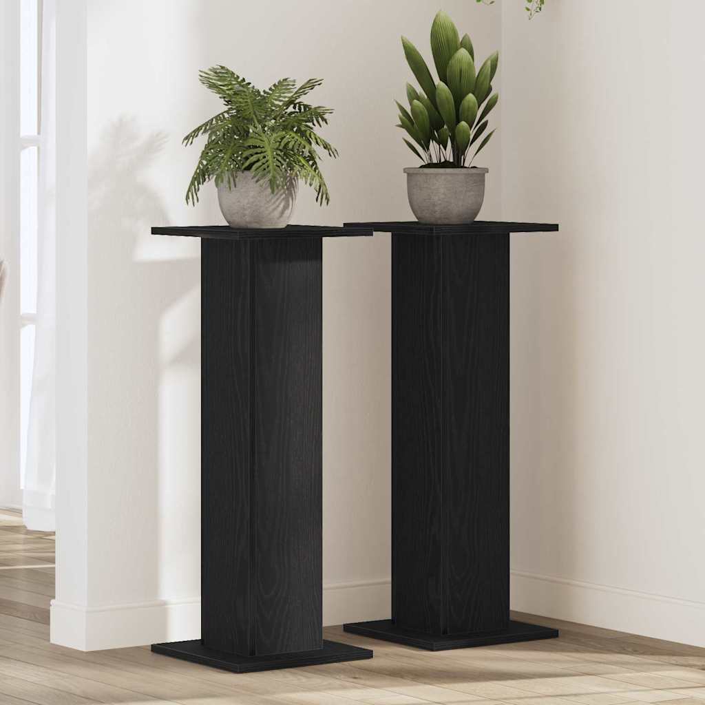vidaXL Stojak na rośliny 2 pcs Czarny Dąb 30 x 30 x 80 cm