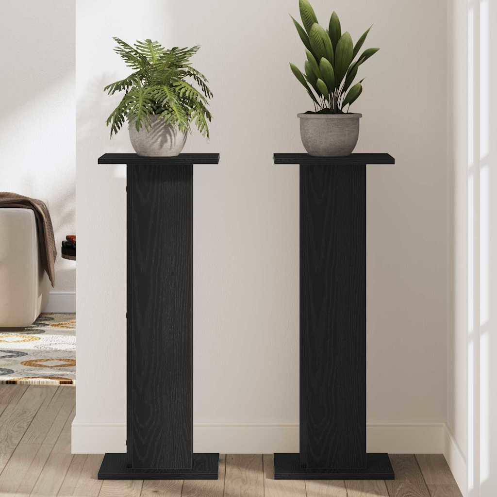 vidaXL Stojak na rośliny 2 pcs Czarny Dąb 30 x 30 x 80 cm