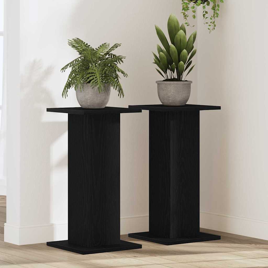 vidaXL Stojak na rośliny 2 pcs Czarny Dąb 30 x 30 x 60 cm