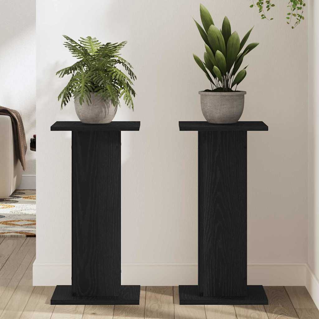 vidaXL Stojak na rośliny 2 pcs Czarny Dąb 30 x 30 x 60 cm